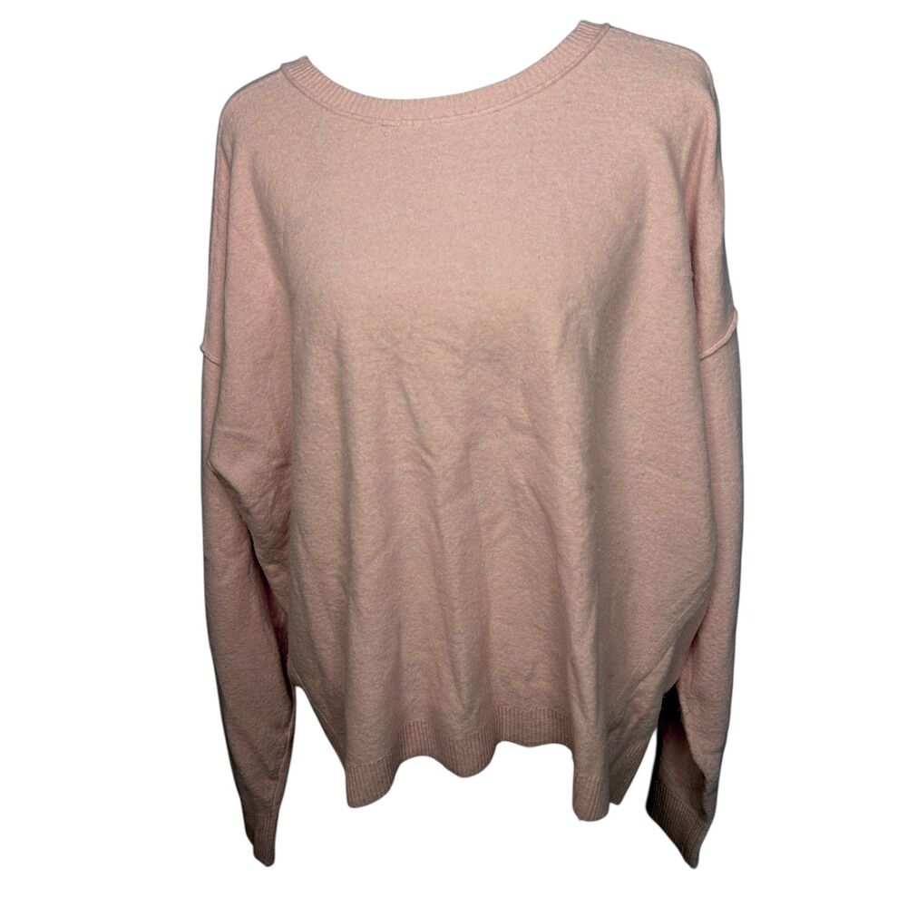 Free People Women Pink Wool Blend Easy Street Knit Sweater M Oversized Pullover